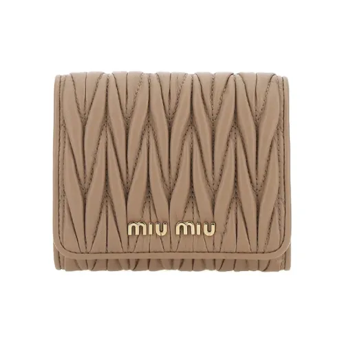 MIU MIU Leather Wallet Women's Light Brown