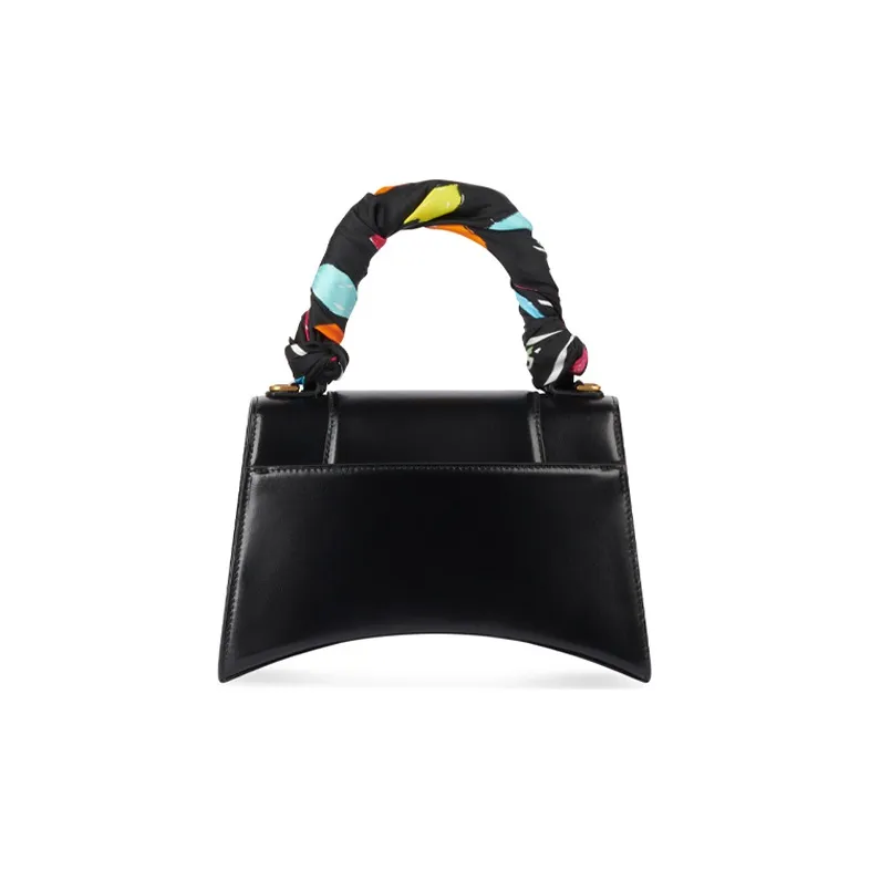 Balenciaga Hourglass Cow Leather Hourglass Bag Handbag Shoulder Bag Crossbody Bag Small Size Women's Black-2