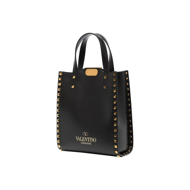 Valentino Leather Tote Bag Shopping Bag Handbag Shoulder Bag Women's Black-1