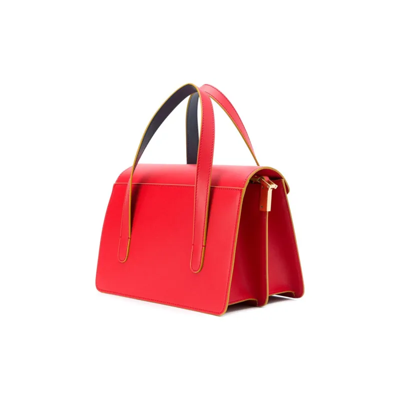 MARNI Trunk Calfskin Trunk Bag Shoulder Bag Crossbody Bag Handbag Medium Size Women's Red-1