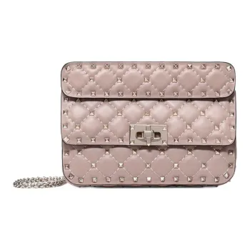 Valentino ROCKSTUD SPIKE Leather Handbag Small Size Women's Pink