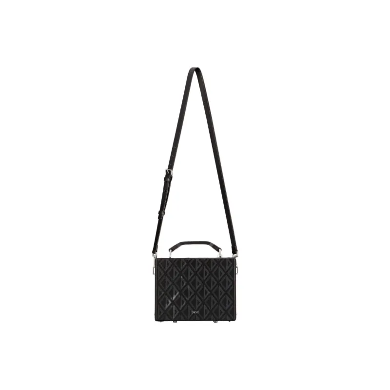 DIOR Lock Cow Leather Shoulder Bag Crossbody Bag Men's Black-3