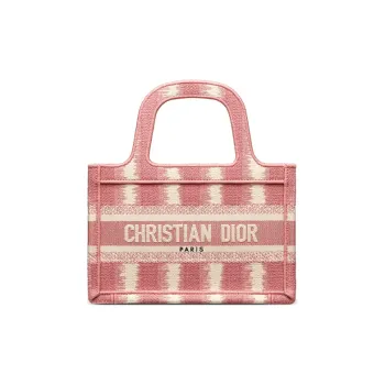 DIOR BookTote Embroidery Tote Bag Shopping Bag Handbag Mini Women's Pink
