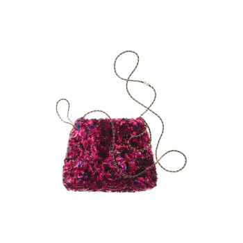 CHANEL 21K Winter Sequins Shoulder Bag, Crossbody Bag Women's Pink