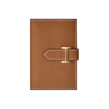HERMES Bearn Epsom Calfskin Card Holders Coin Purses Wallets Regular Women's Gold Brown