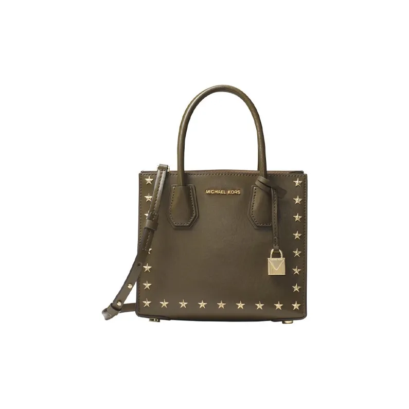 MICHAEL KORS Mercer Leather Trunk Bag Handbag Crossbody Bag Medium Size Women's Olive Green-0