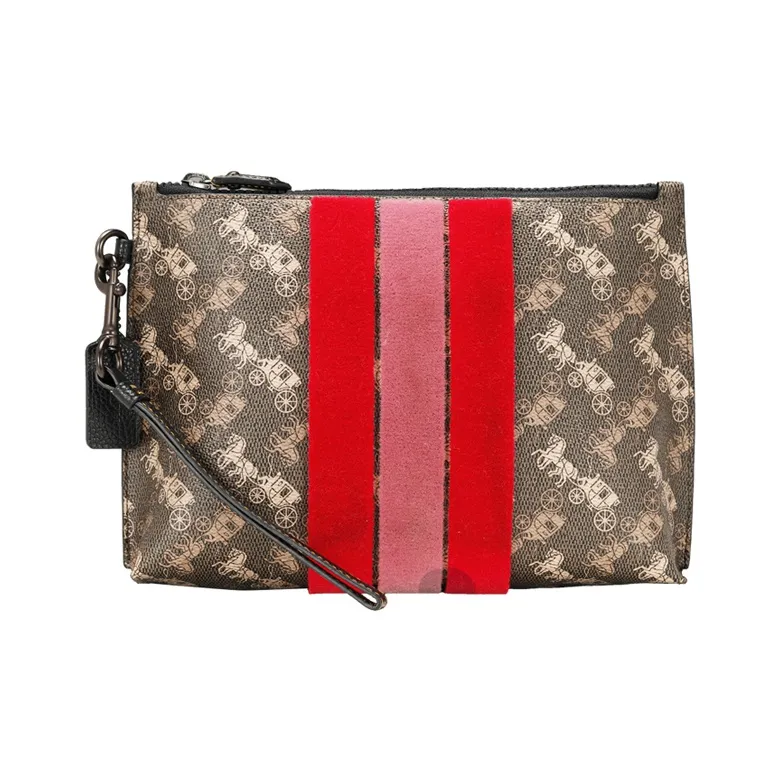 COACH Women's Charlie 23 Horse And Carriage Monogram Clutch Khaki-0