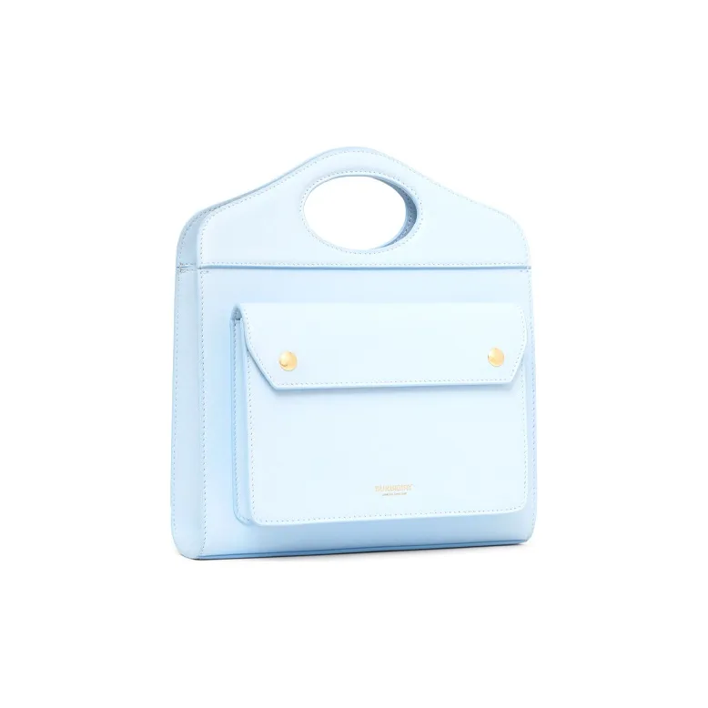 Burberry Pocket Bag Cow Leather Tote Bag Shopping Bag Shoulder Bag Crossbody Bag Handbags Mini Women's Blue-1