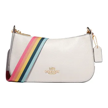COACH Jes Pebbled Leather Shoulder Bag Crossbody Bag Medium Size Women's White