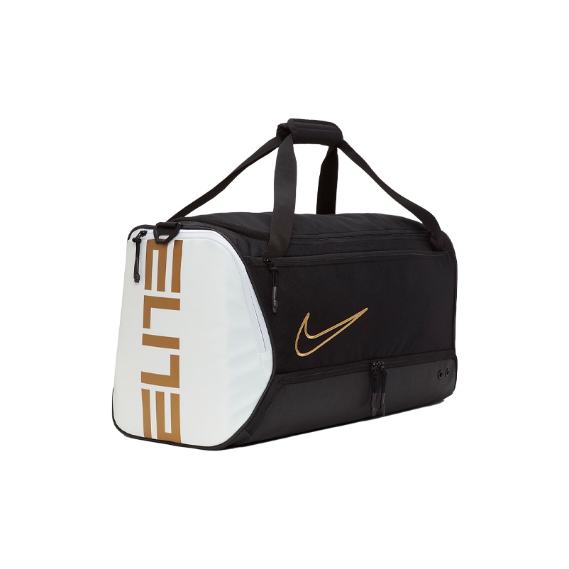 Nike Elite Basketball Duffel Bag Travel Bags Black White Metallic Gold POIZON