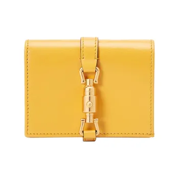 GUCCI Jackie 1961 Leather Clutch Wallet, Card Holder Small Size Women's Yellow