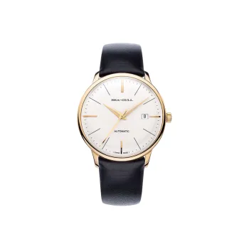 Sea Gull Designer Collection Automatic Mechanical Movement Genuine Leather Strap Watch Unisex White Dial