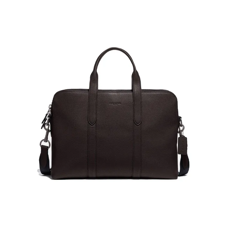 COACH Leather Shoulder Bag Crossbody Bag Laptop Bag Briefcase Regular Men's Dark Brown-0