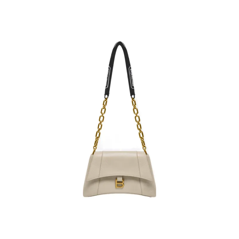 Balenciaga Women's Downtown Shoulder Bag With Chain Small Beige-0