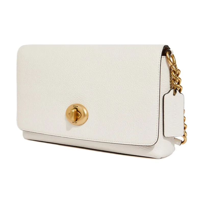 COACH Crosstown Pebbled Leather Small Square Bag Shoulder Bag Medium Size Women's White-2