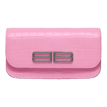 Balenciaga Gossip Crocodile Pattern Embossed Cow Leather Shoulder Bag, Crossbody Bag, Wallet Women's Pink