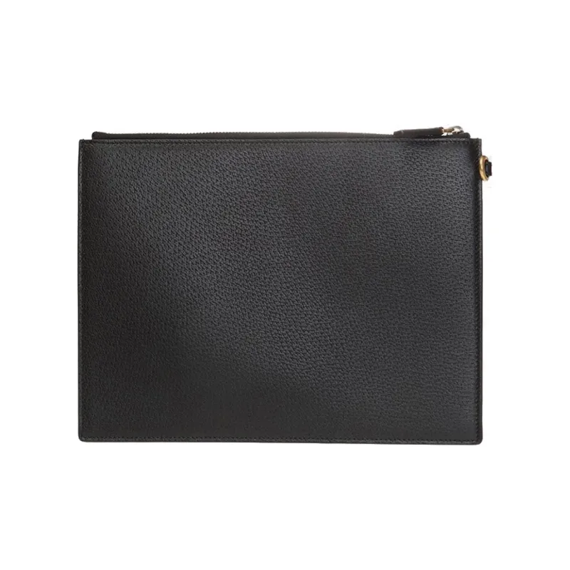GUCCI Marmont Grained Leather Clutch Men's Black-2