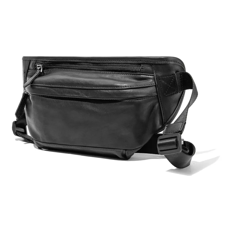 Ace Paul Top Grain Cow Leather Fanny Pack Sling Bag Crossbody Bag Regular Men's Black-1