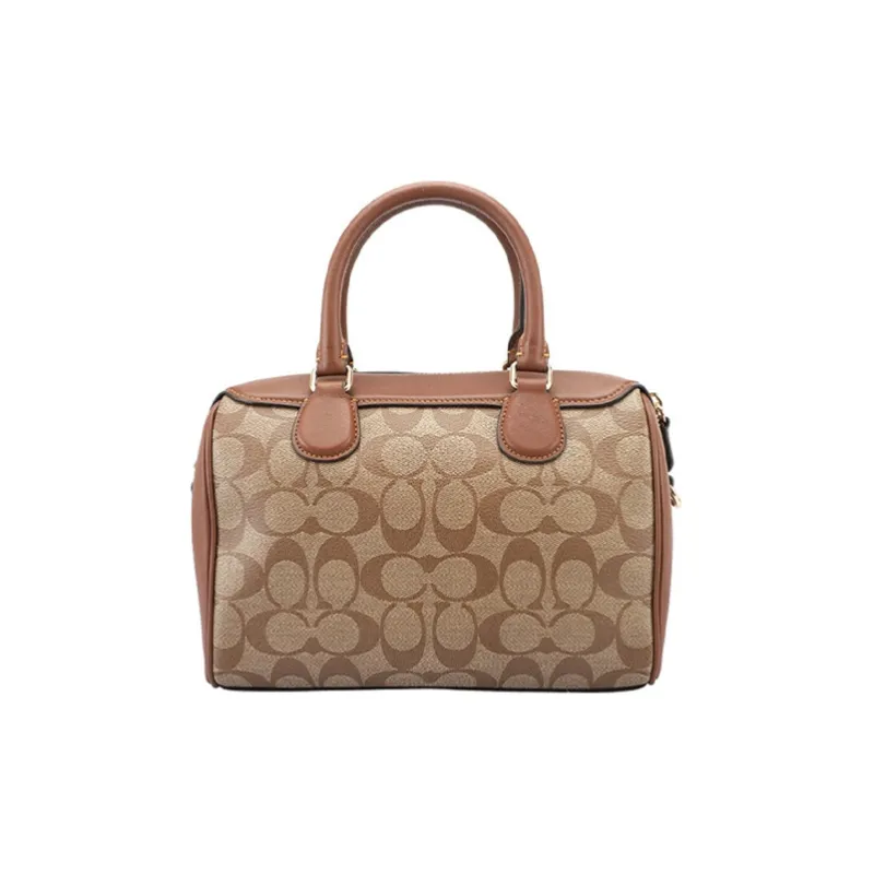 COACH Bennett Canvas With Leather Shoulder Bag, Crossbody Bag, Handbag Tubas Women's Brown-3