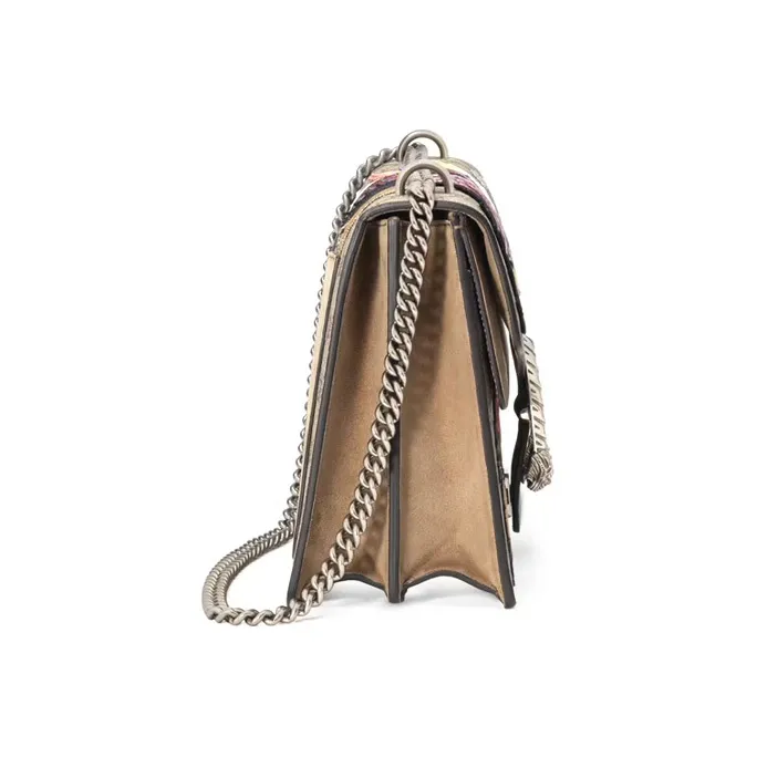 GUCCI Canvas With Leather Bacchus Bag Crossbody Bag Shoulder Bag Medium Size Women's Beige-3