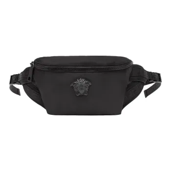 VERSACE Leather Sling Bag Fanny Pack Regular Men's Black
