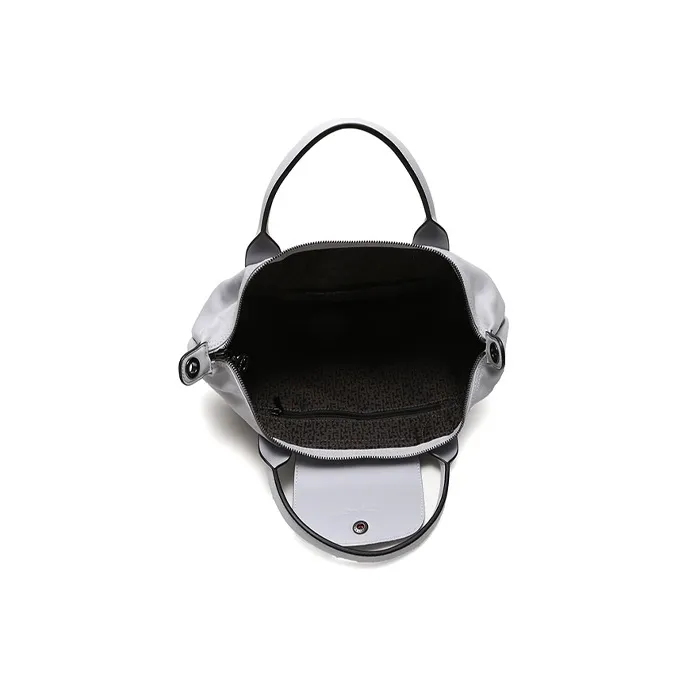 LONGCHAMP Le Pliage Cuir Leather Dumpling Bag, Handbag, Shoulder Bag, Crossbody Bag Trumpets Women's Seabird Gray-5