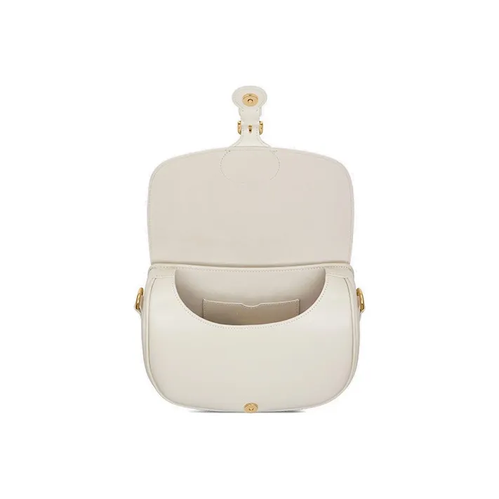 DIOR Bobby Smooth Cow Leather, Leather Shoulder Bag, Crossbody Bag Medium Size Women's White-2