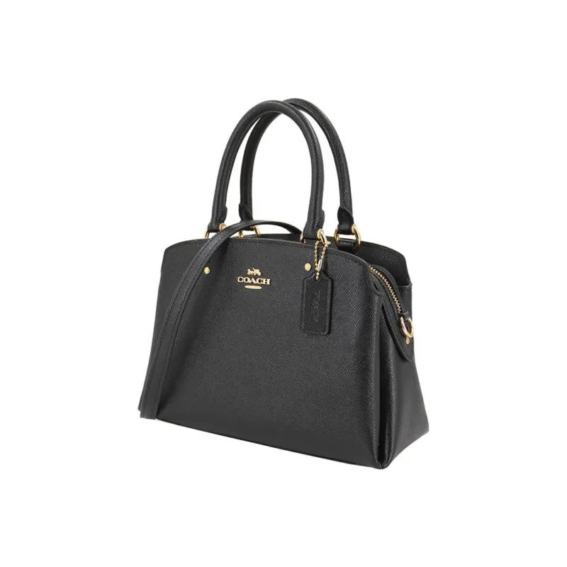 COACH Lillie Cross Stitch Leather Laptop Bags Briefcase Shoulder Bag Crossbody Bag Handbag Small Size Women's Black-1