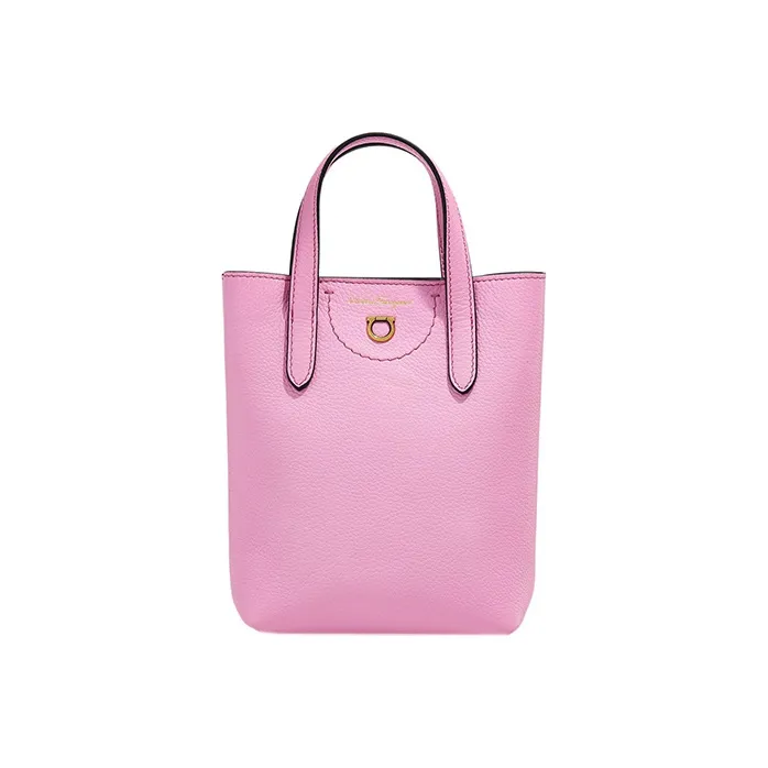 FERRAGAMO GANCINI Cow Leather Crossbody Handbag Mini Women's Light Pink Red-0