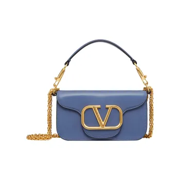 Valentino Locò Calfskin Baguette Bag One Shoulder Bag Handbag Mini Women's Forget Me Not Blue