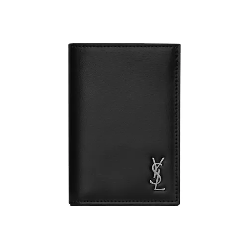 SAINT LAURENT Matte Leather Card Holder from Card Clip Men's Black