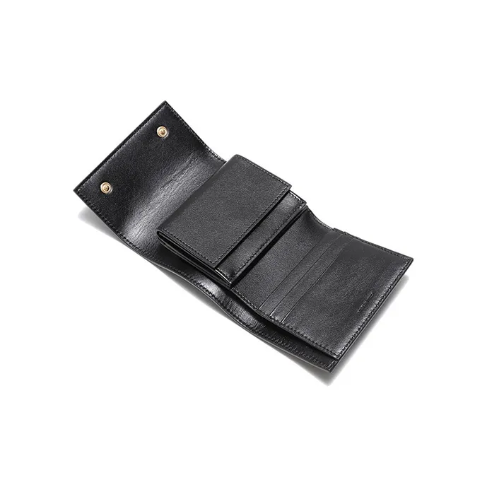 CELINE Cow Leather Wallet Women's Black-5