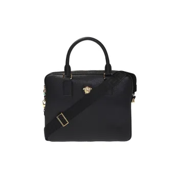 VERSACE VERSACE Leather Handbag Briefcase Shoulder Bag Men's Black