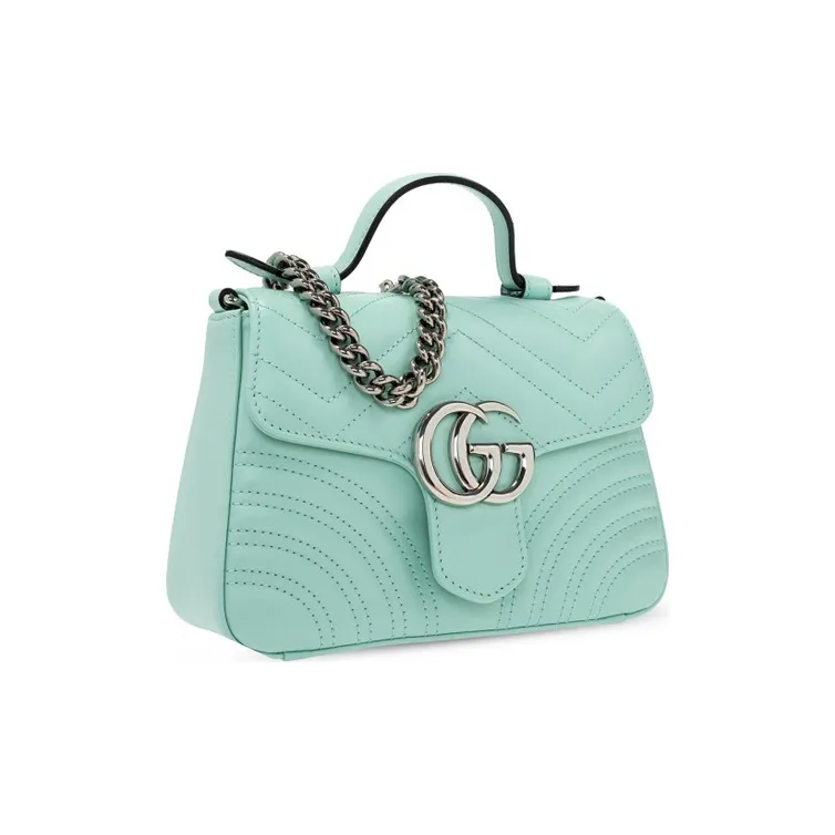 GUCCI Marmont Leather Messenger Bag Crossbody Handbag Shoulder Bag Mini Women's Green-1