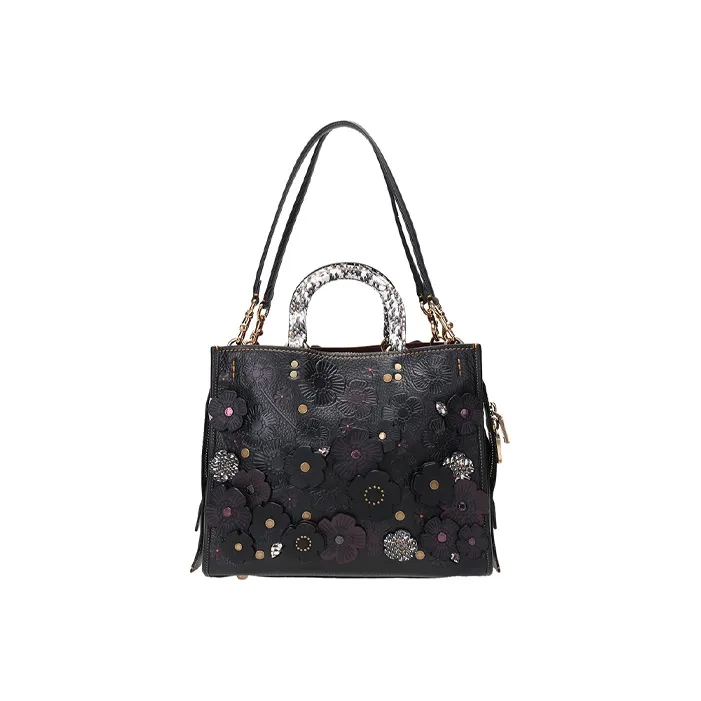 COACH Rogue Leather Shoulder Bag Crossbody Bag Handbag Large Size Women's Black-3