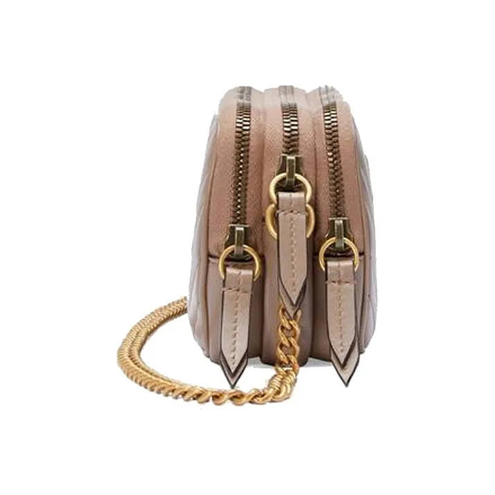 GUCCI GG Marmont Quilted Leather Shoulder Bag, Crossbody Bag Mini Women's Pink-5