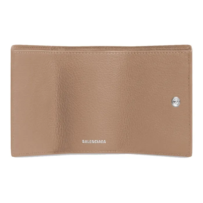 Balenciaga PAPIER Cow Leather Wallet Mini Unisex Brown-2