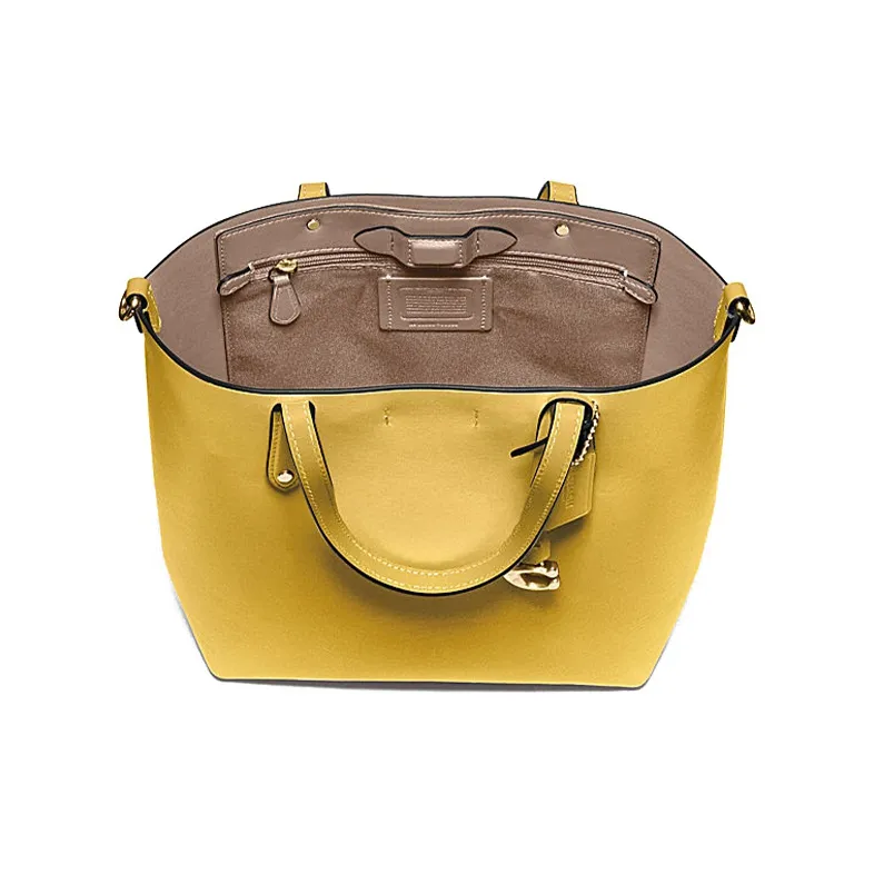 COACH Central Cow Leather Tote Bag, Shopping Bag, Shoulder Bag, Handbag Medium Size Women's Candy Yellow-3