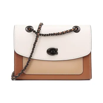 COACH Parker Leather Chain Bag Portable Crossbody Bag Shoulder Bag Women's White & Brown