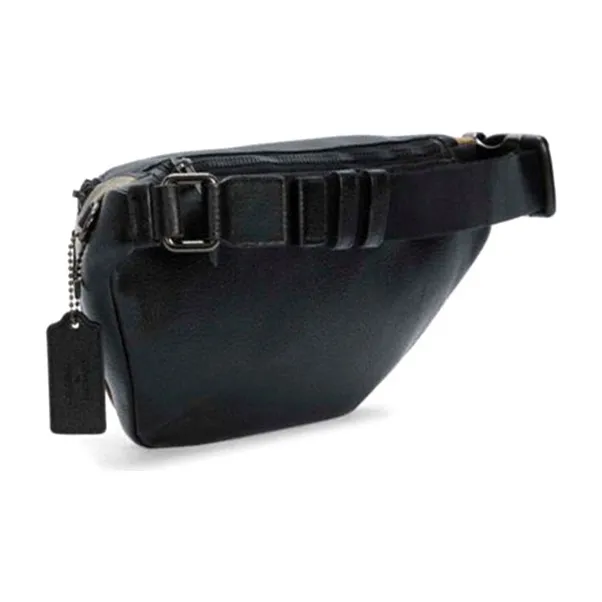 COACH Peanuts Snoopy Collaboration Warren Canvas With Leather Fanny Pack Tubas Men's Khaki Monogram & Black-1