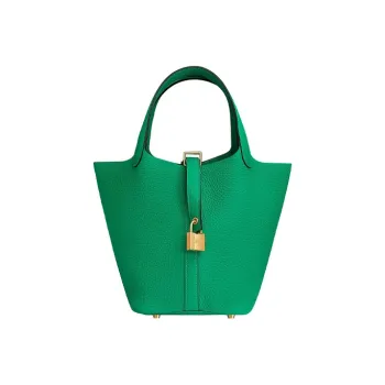 HERMES Picotin Taurillon Clemence Bullock Leather Basket Bag Handbag Bucket Bag Women's 6W Menthe Mint Green