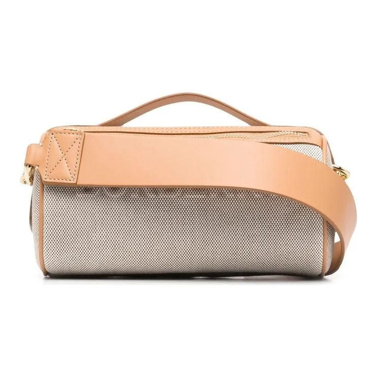 Burberry Leather Cylinder Bag, Shoulder Bag, Crossbody Bag, Handbag Women's Beige-0