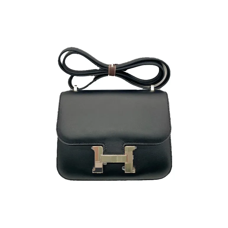 HERMES Constance Leather KangKang Shoulder Bag Crossbody Bag Mini Women's Black-0