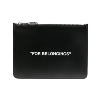 OFF WHITE Leather Clutch Men's Black