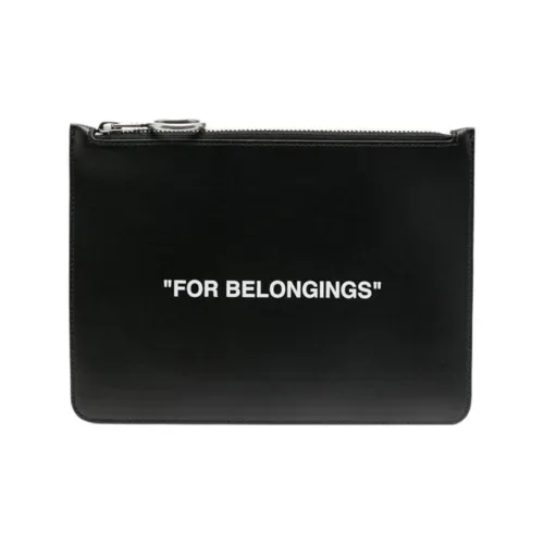 OFF WHITE Leather Clutch Men's Black