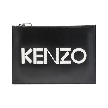 KENZO Cow Leather Handbag Clutch Men's Black