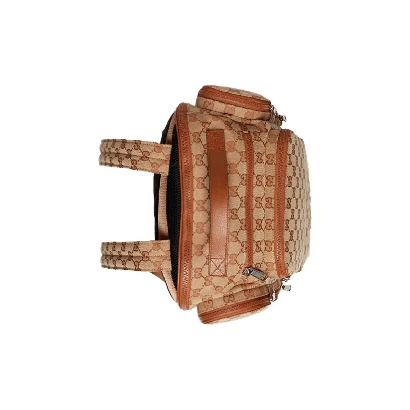 GUCCI LA Angels Los Angeles Angel Collaboration Canvas With Leather Backpack Regular Unisex Ebony/Brown-4