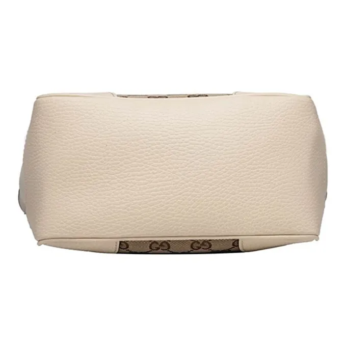 GUCCI Canvas With Leather Tote Shoulder Bag Crossbody Bag Handbag Small Size Women's Ebony/White-5