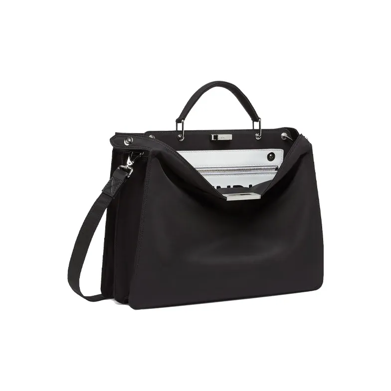 FENDI Peekaboo ISeeU Polyester Tote Bag, Shopping Bag, Handbag, Shoulder Bag, Crossbody Bag Medium Size Men's Black-2