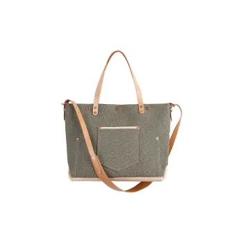 LINE ARTISANAL Canvas Crossbody Tote Bag Regular Unisex Green Black